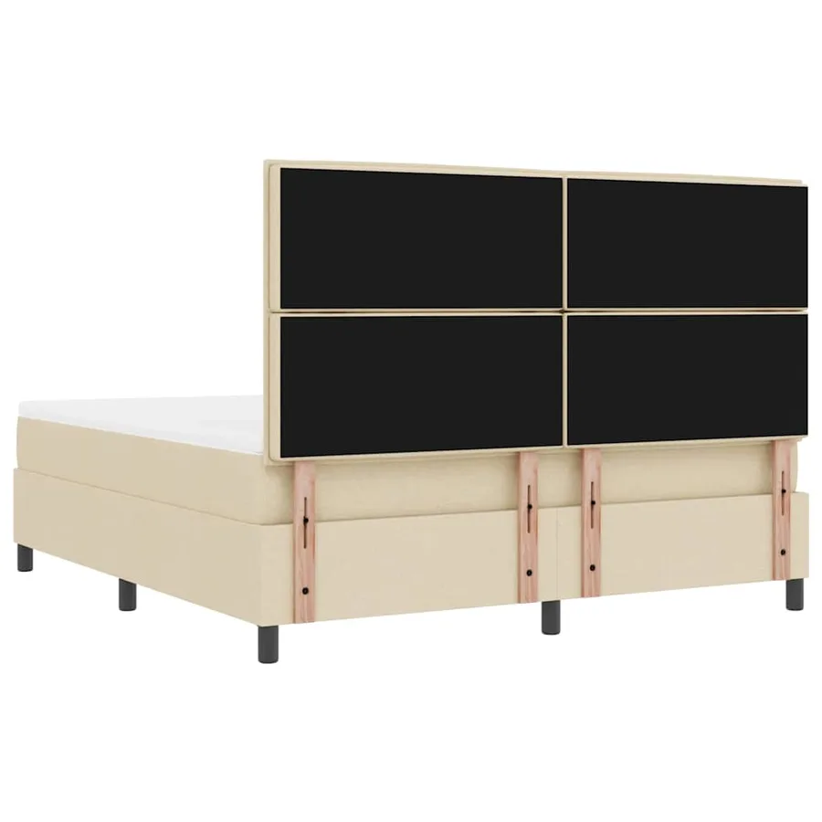Lit à ressorts avec coussin Crème 180 x 200 cm tissu - 8