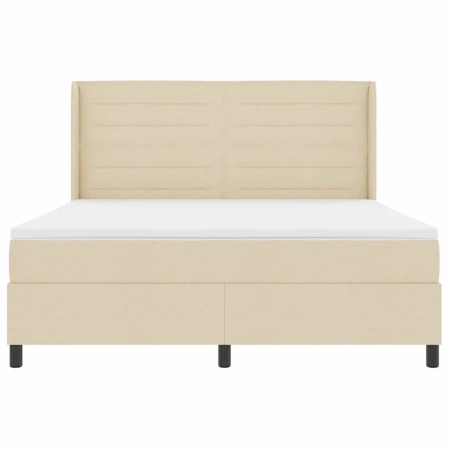 Lit à ressorts avec matelas Crème 200 x 180 cm tissu - 7