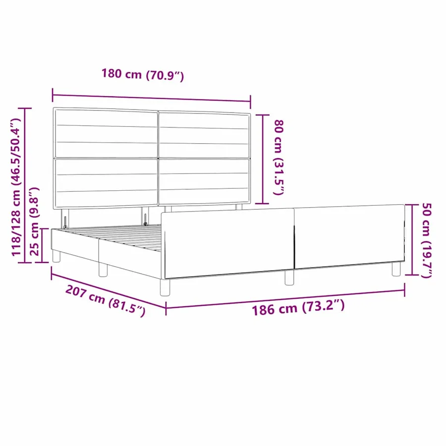 Cadre de lit avec tête de lit Crème 180 x 200 cm tissu - 13
