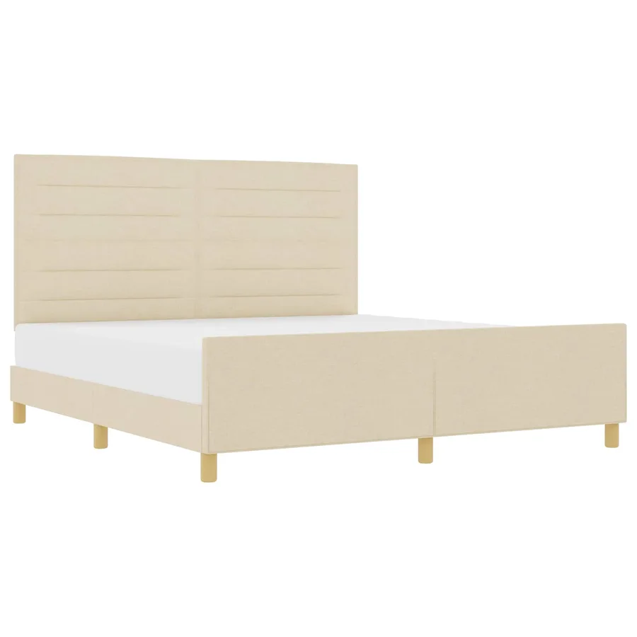 Cadre de lit avec tête de lit Crème 180 x 200 cm tissu - 2