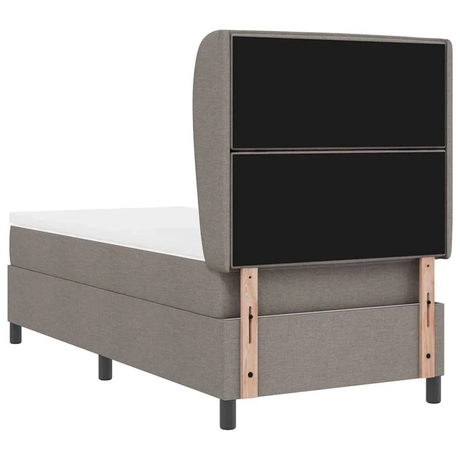 Lit à ressorts avec matelas Taupe 100 x 200 cm tissu - 9
