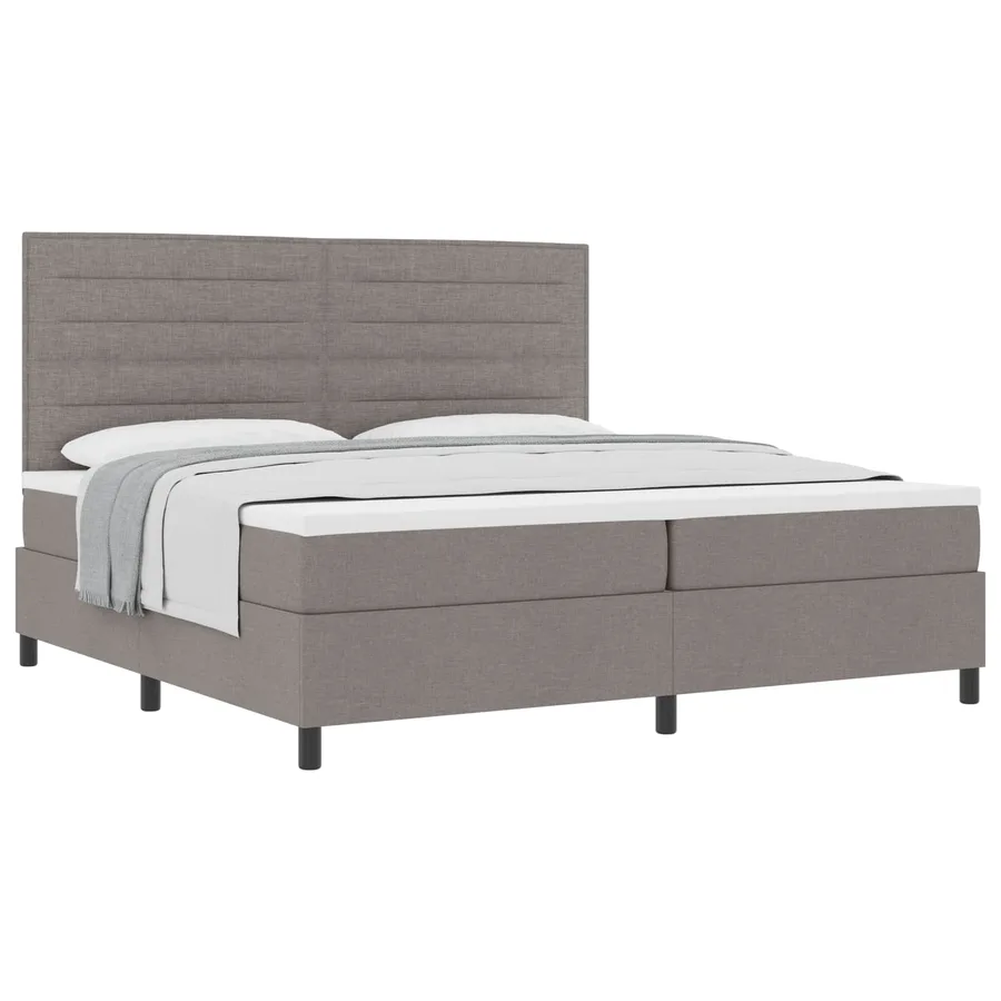 Lit à ressorts avec matelas Taupe 200 x 200 cm tissu - 2