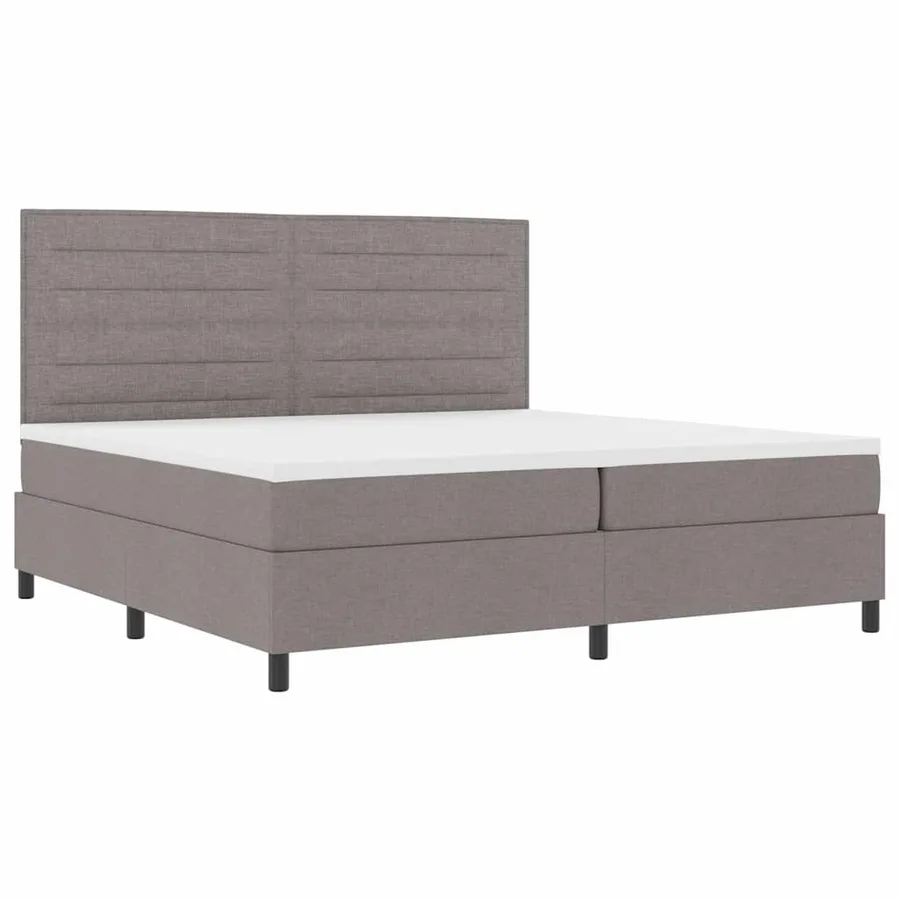 Lit à ressorts avec matelas Taupe 200 x 200 cm tissu - 5
