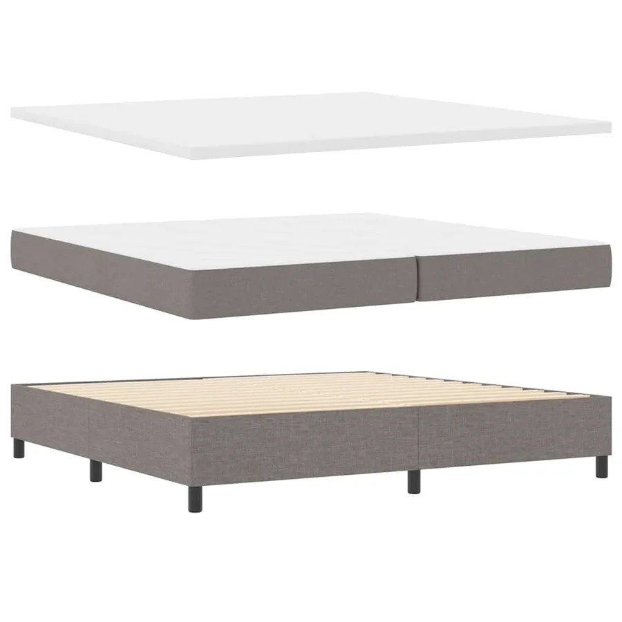 Lit à ressorts avec matelas Taupe 200 x 200 cm tissu - 6