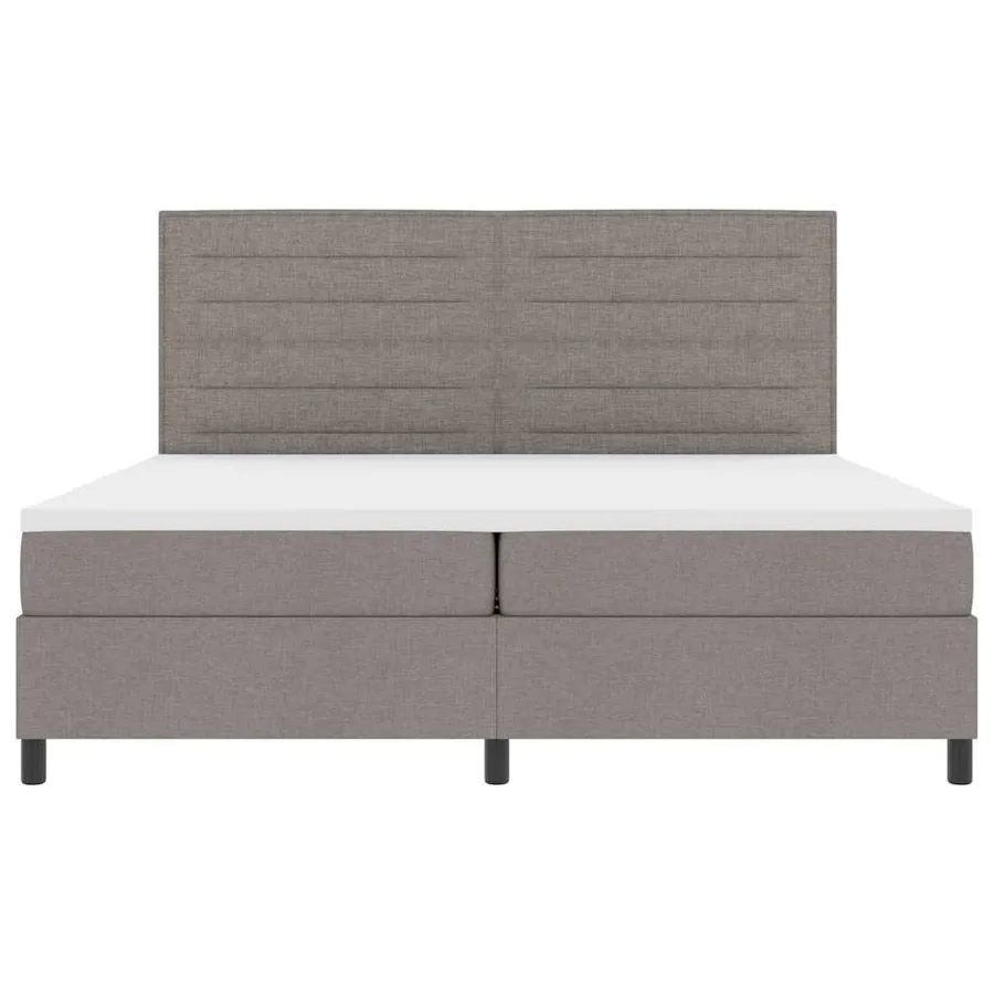 Lit à ressorts avec matelas Taupe 200 x 200 cm tissu - 7