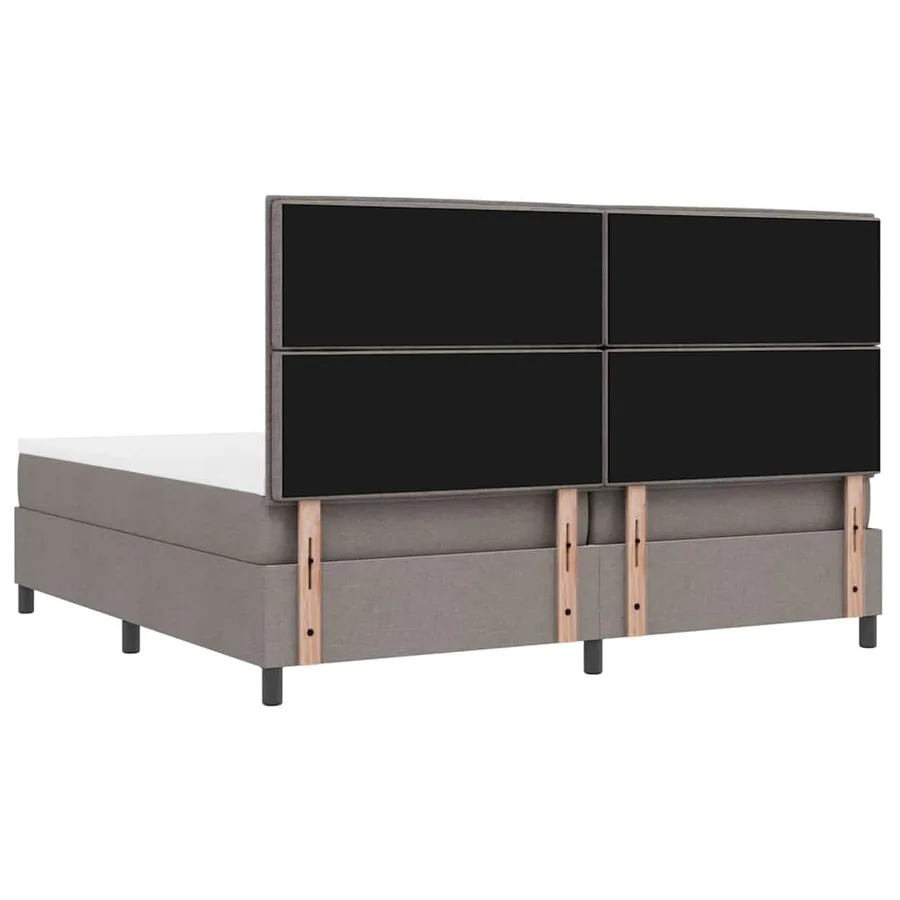 Lit à ressorts avec matelas Taupe 200 x 200 cm tissu - 9