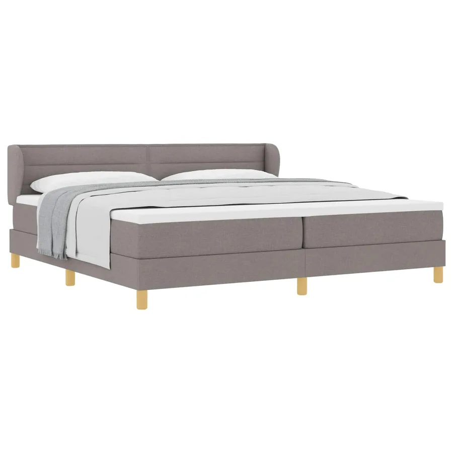 Lit à ressorts avec matelas Taupe 200 x 200 cm tissu - 2