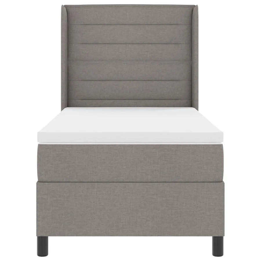 Lit à ressorts avec matelas Taupe 200 x 100 cm tissu - 7