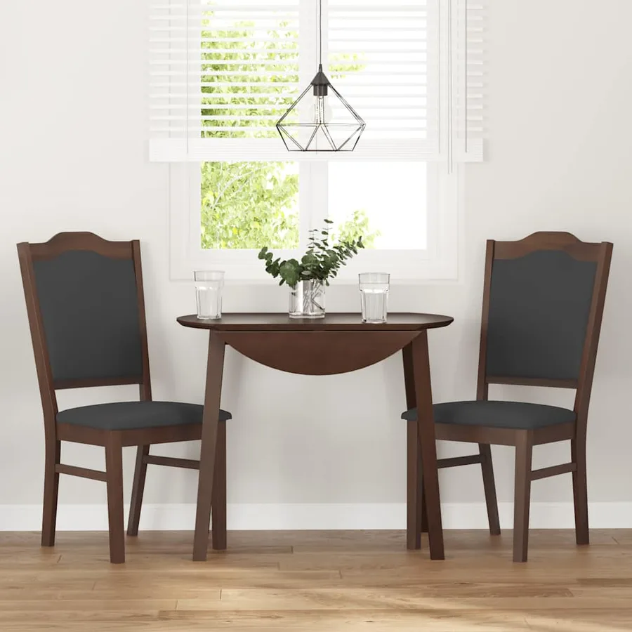 Chaises de salle à manger avec coussins (2 pcs) bois massif marron caoutchouc - 3