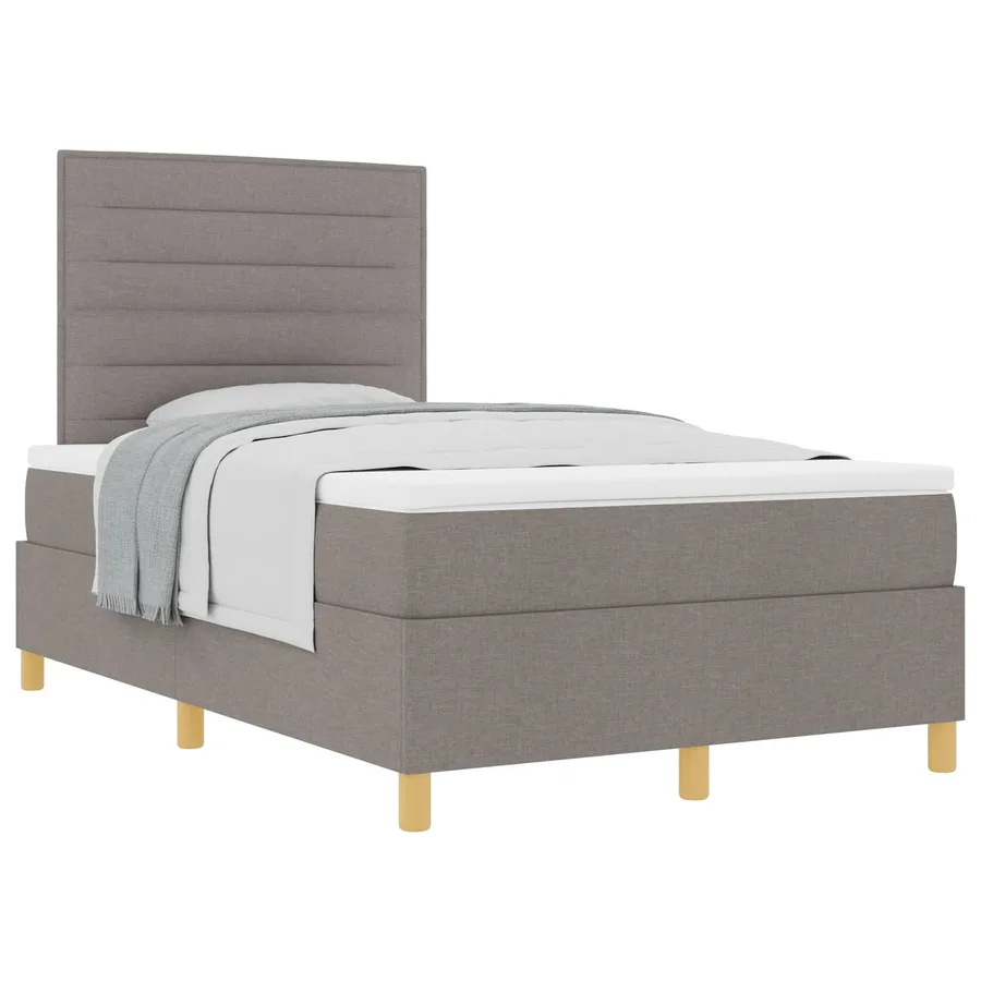 Lit à ressorts avec matelas Taupe 120 x 200 cm tissu - 2