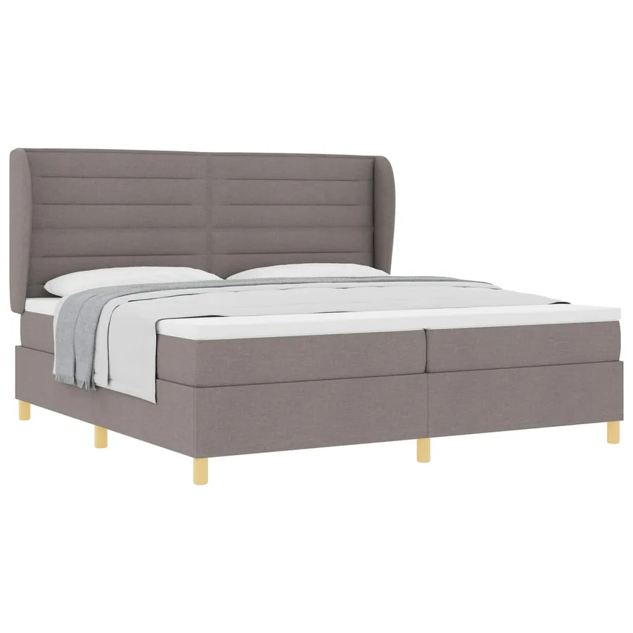 Lit à ressorts avec matelas Taupe 200 x 200 cm tissu - 2