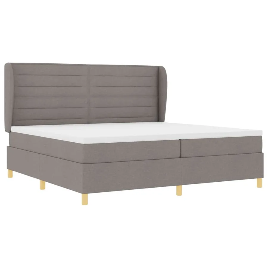 Lit à ressorts avec matelas Taupe 200 x 200 cm tissu - 5