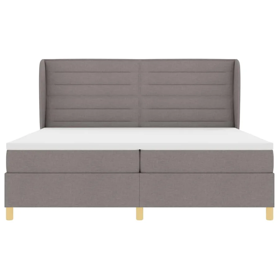 Lit à ressorts avec matelas Taupe 200 x 200 cm tissu - 7