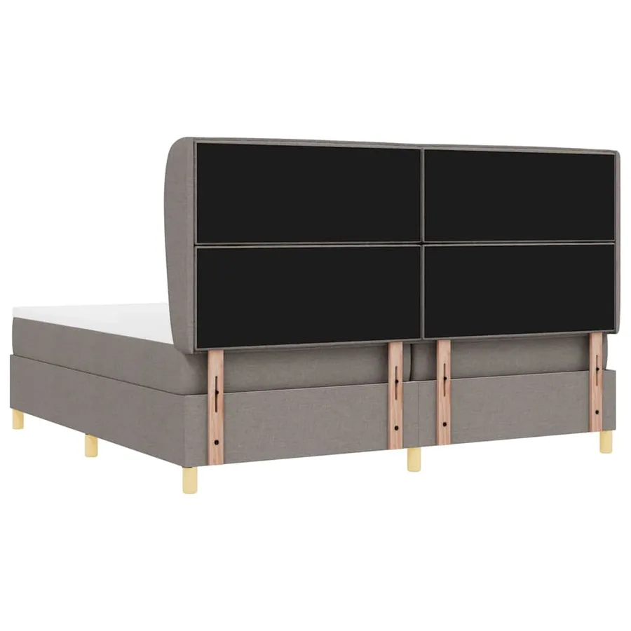 Lit à ressorts avec matelas Taupe 200 x 200 cm tissu - 9