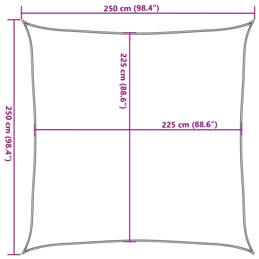 Voile d'ombrage 160 g/m² Jaune 2,5x2,5 m PEHD - 10