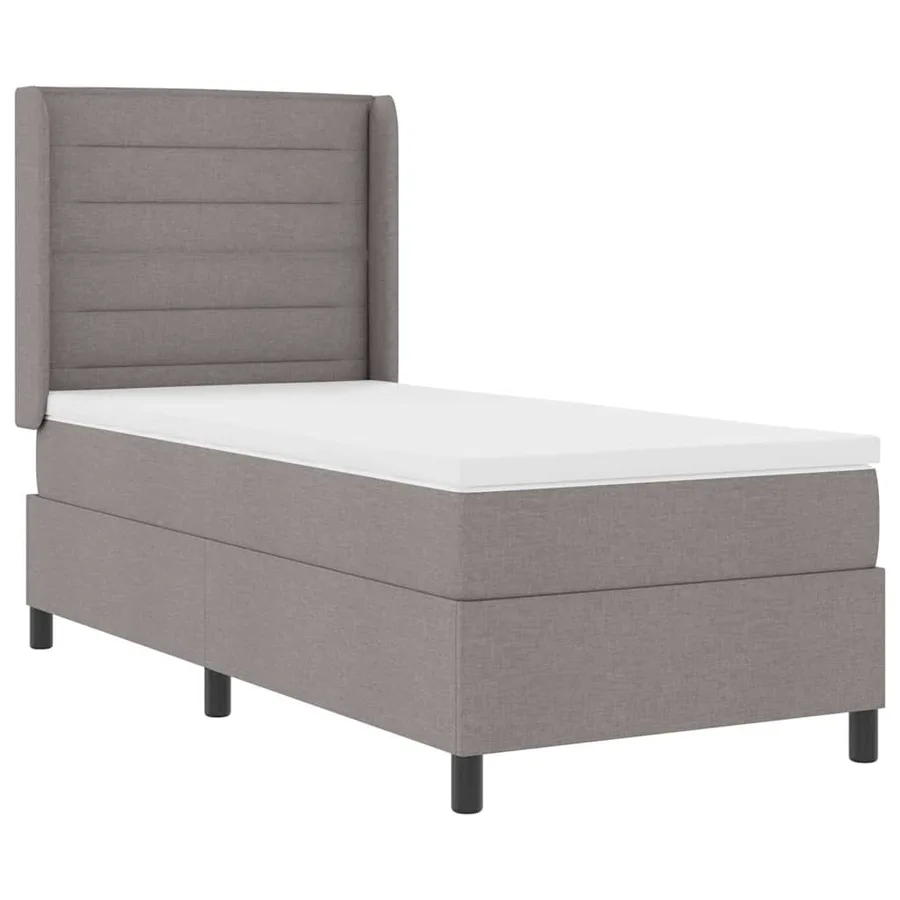 Lit à ressort LED avec matelas Taupe 100 x 200 cm tissu - 2