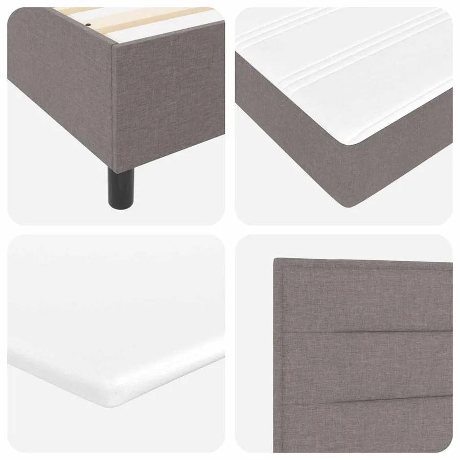Lit à ressorts avec matelas Taupe 100 x 200 cm tissu - 10