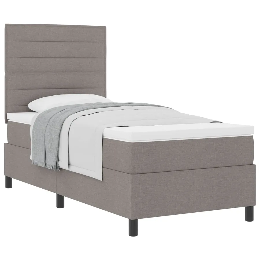 Lit à ressorts avec matelas Taupe 100 x 200 cm tissu - 2