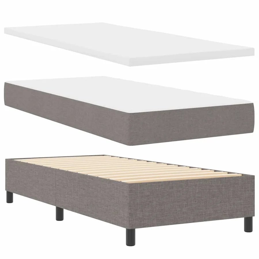 Lit à ressorts avec matelas Taupe 100 x 200 cm tissu - 6