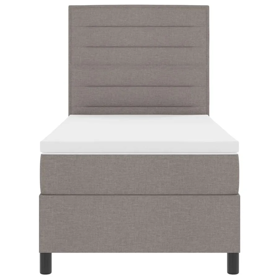 Lit à ressorts avec matelas Taupe 100 x 200 cm tissu - 7