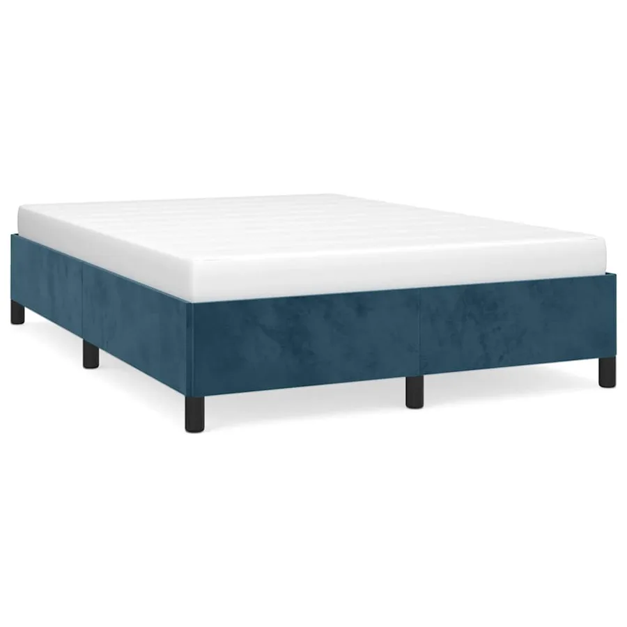 Cadre de lit sans matelas bleu foncé 140x200 cm velours - 2