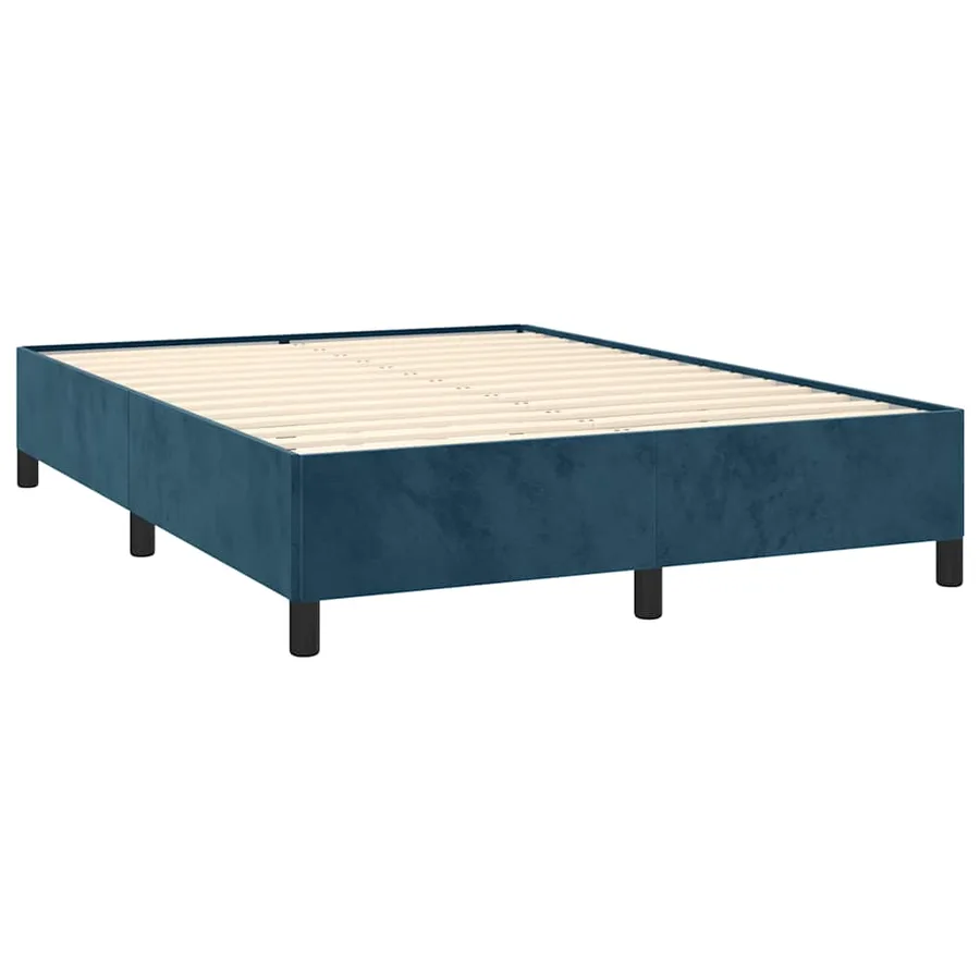 Cadre de lit sans matelas bleu foncé 140x200 cm velours - 4