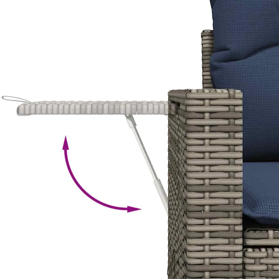 Ensemble de canapé de jardin 7 pcs avec coussins gris résine tressée - 8