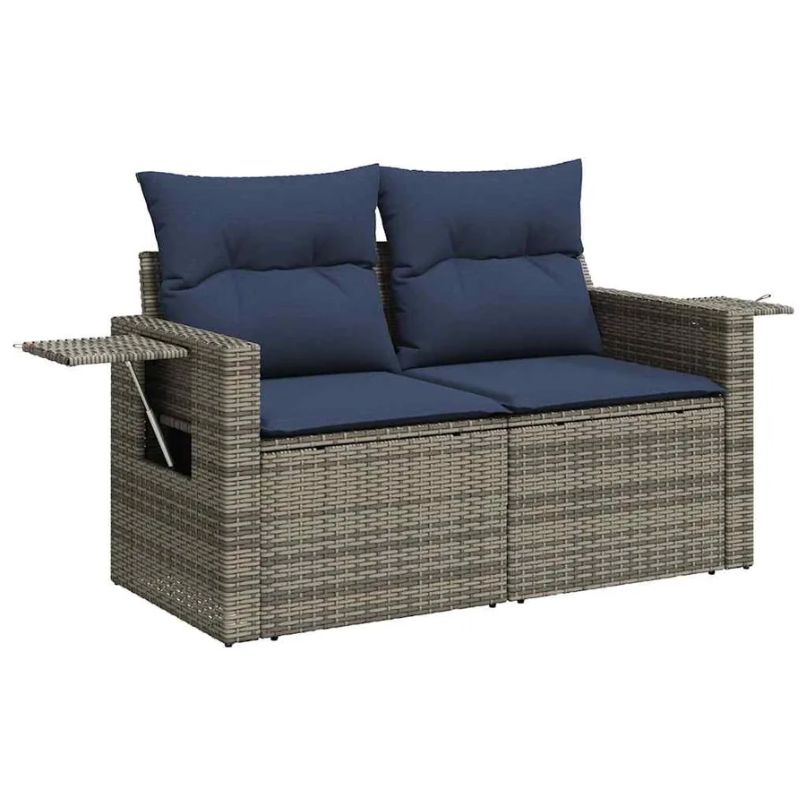 Ensemble de canapé de jardin 10 pcs avec coussins gris résine tressée - 4