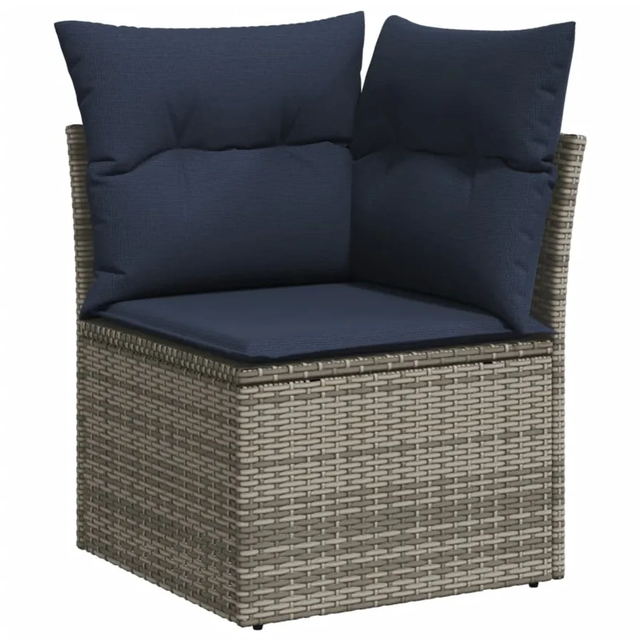 Ensemble de canapé de jardin 7 pcs avec coussins gris résine tressée - 4