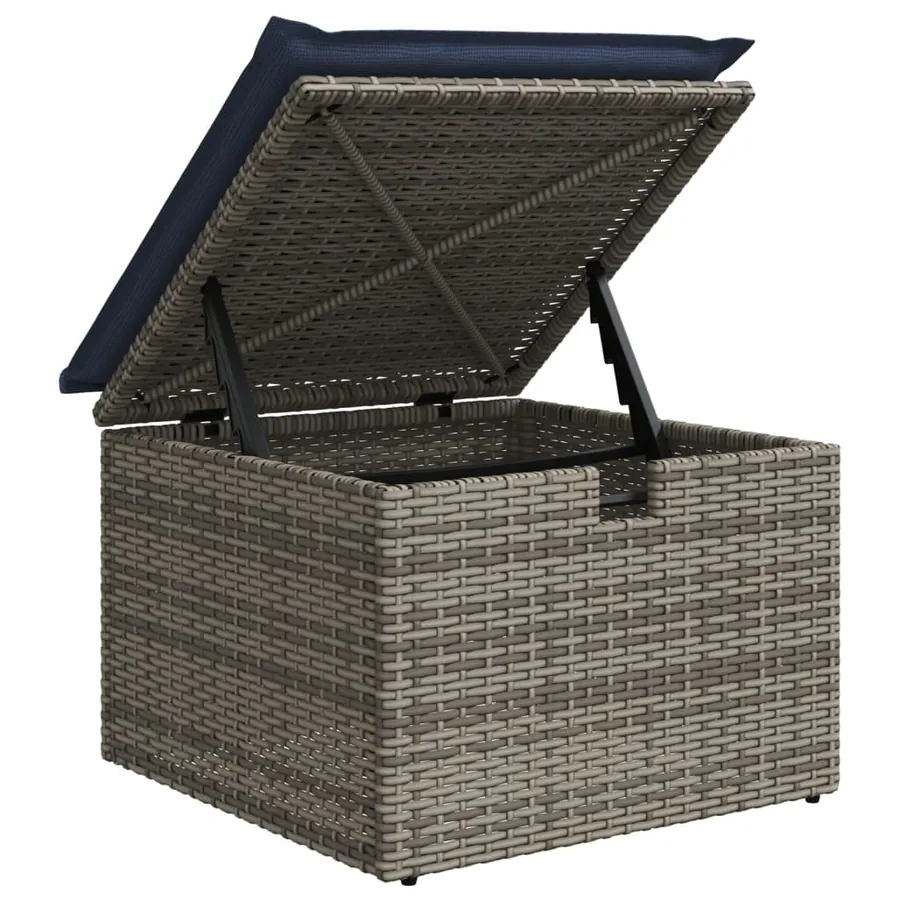 Ensemble de canapé de jardin 7 pcs avec coussins gris résine tressée - 9