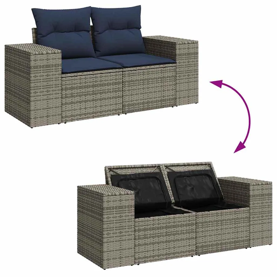 Ensemble de canapés de jardin 11 pcs et coussins rotin acacia - 10