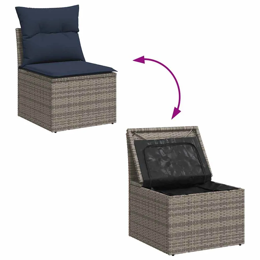 Ensemble de canapés de jardin 11 pcs et coussins rotin acacia - 7