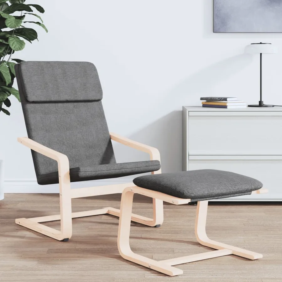 Chaise de relaxation Gris foncé Tissu - 3