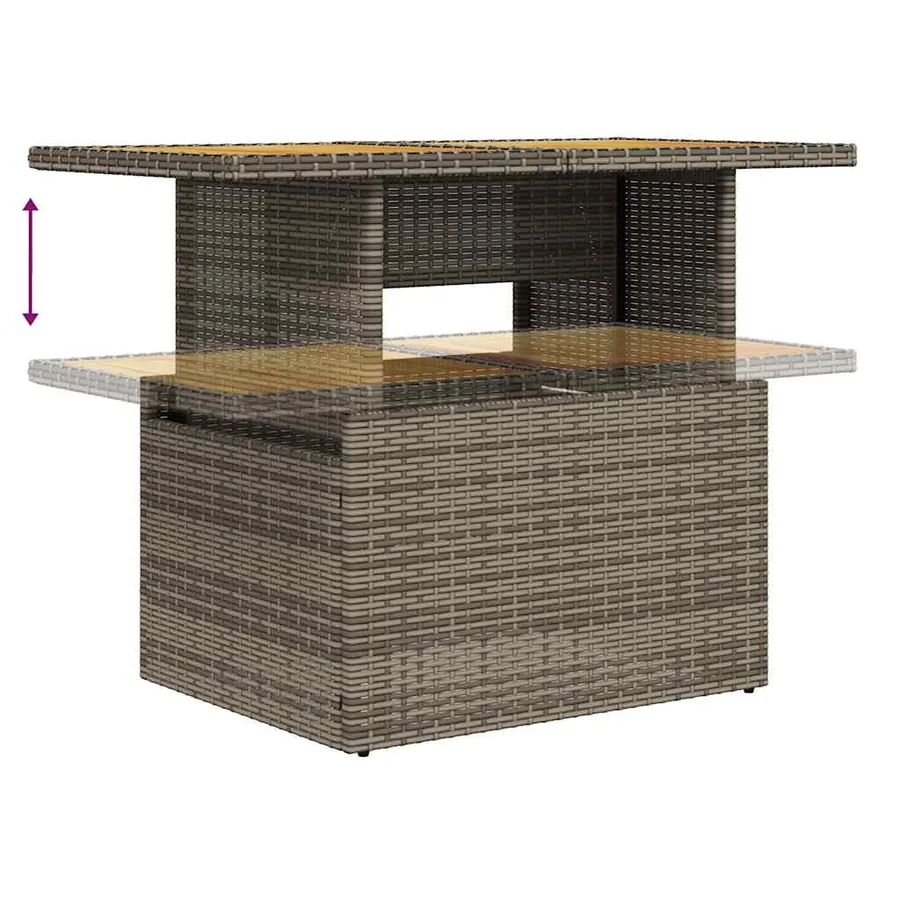 Salon de jardin 9 pcs avec coussins gris résine tressée - 10