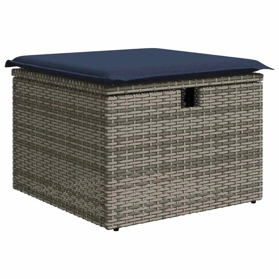 Salon de jardin 6 pcs avec coussins gris résine tressée - 6