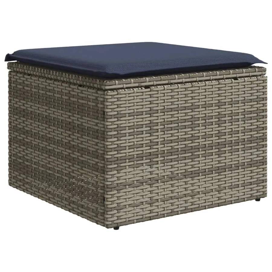 Ensemble de canapé de jardin 4 pcs avec coussins gris résine tressée - 7