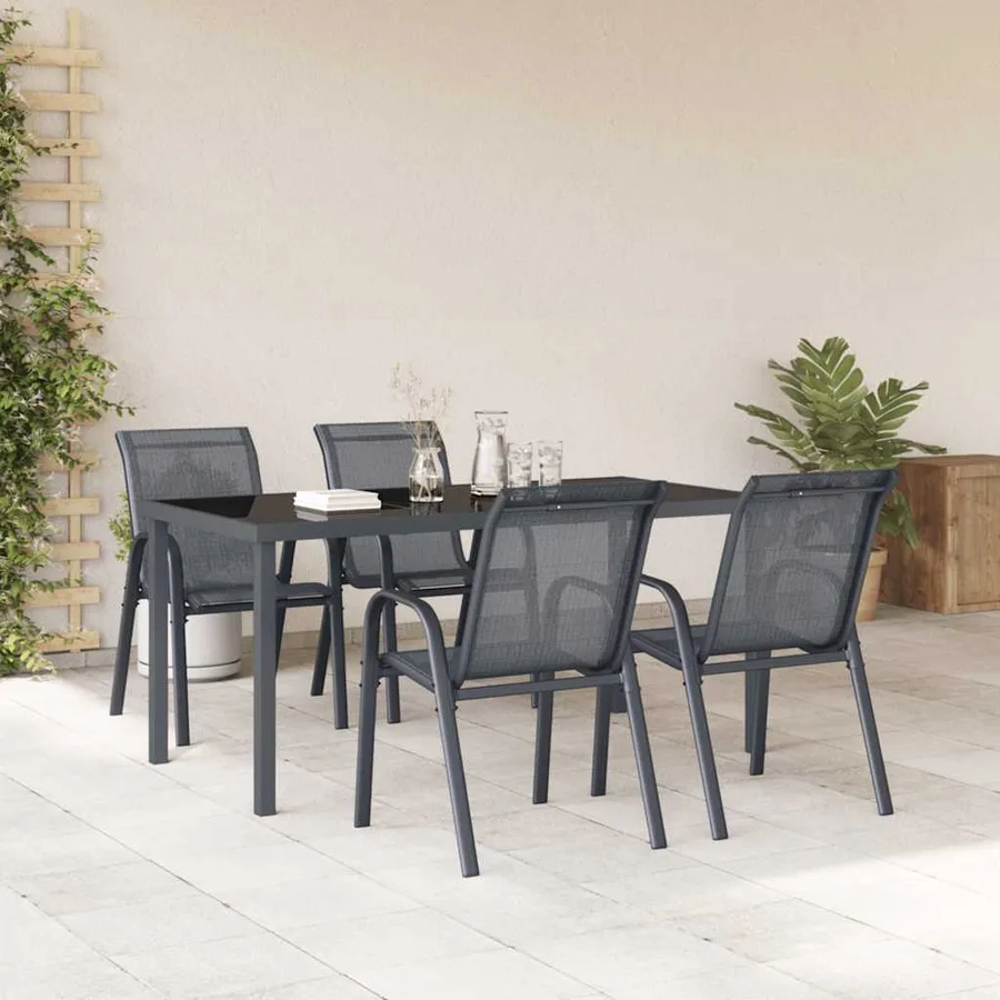 Chaises empilables de jardin lot de 4 Gris Tissu textilène - 3