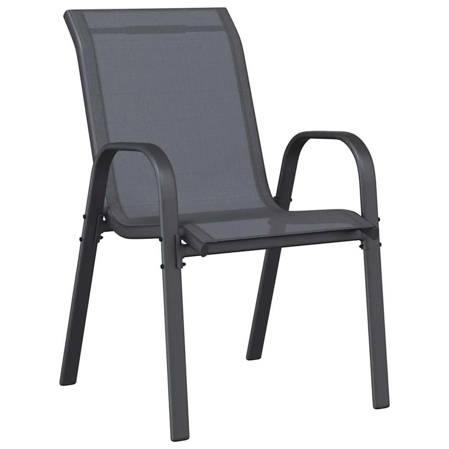 Chaises empilables de jardin lot de 4 Gris Tissu textilène - 5