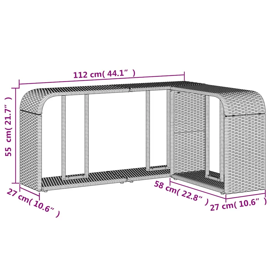 Ensemble de canapé de jardin 10 pcs avec coussins gris résine tressée - 14