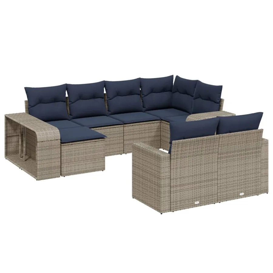 Ensemble de canapé de jardin 10 pcs avec coussins gris résine tressée - 2