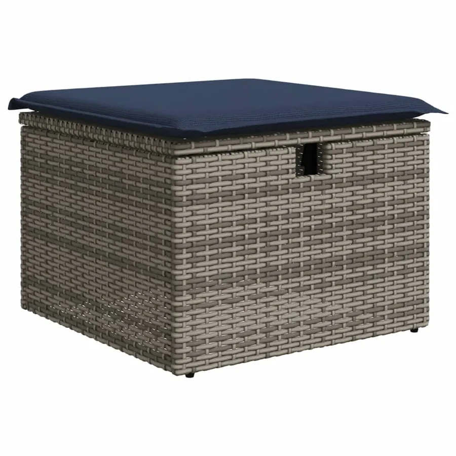 Ensemble de canapé de jardin 9 pcs avec coussins gris résine tressée - 5