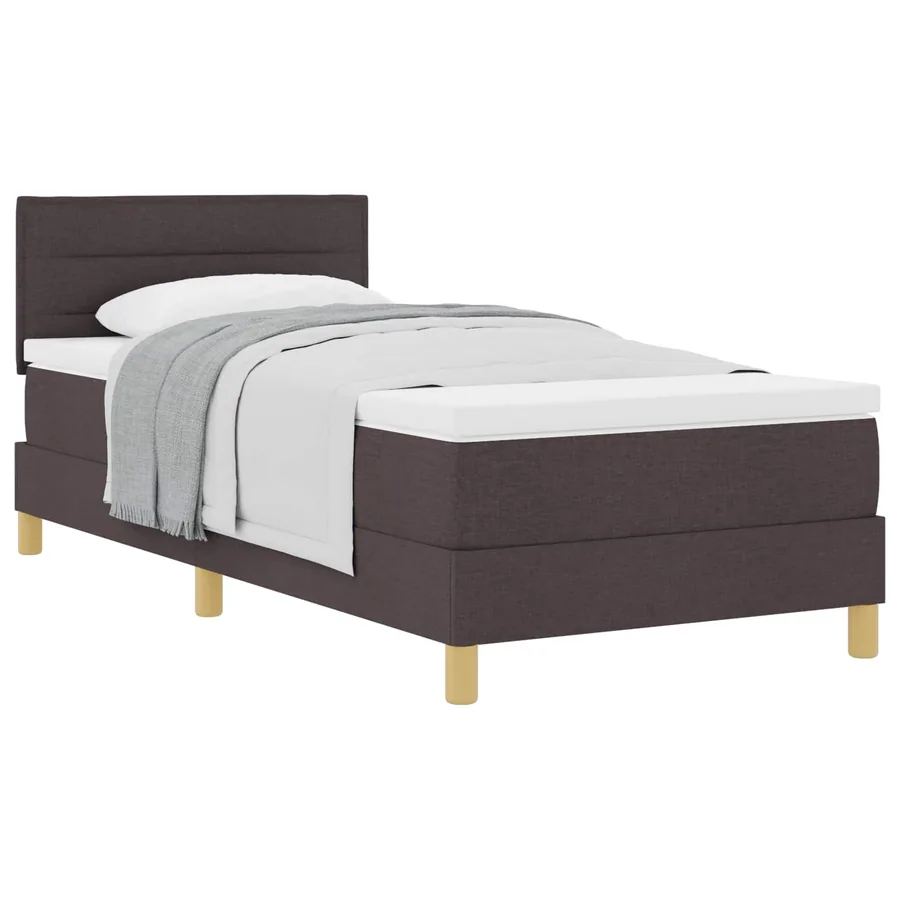 Lit à ressorts avec coussin Marron foncé 80 x 200 cm tissu - 2