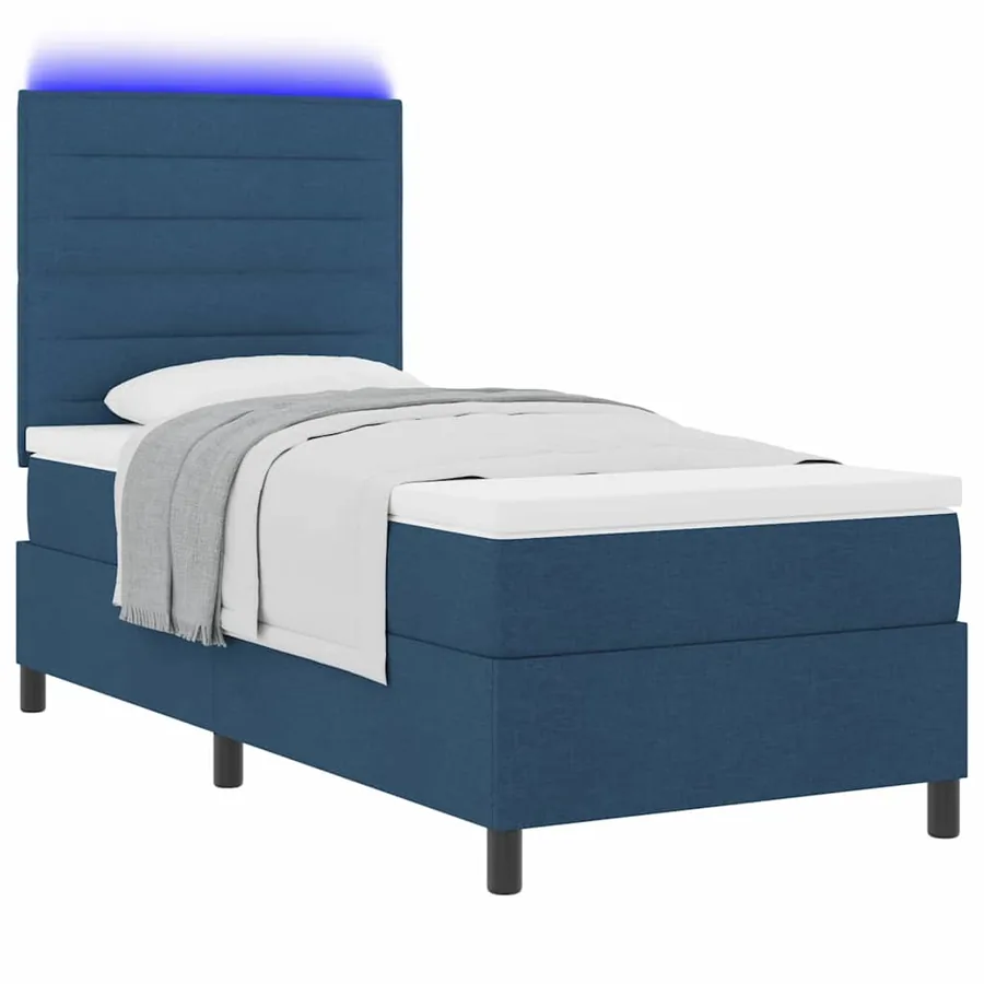 Lit à ressorts avec matelas avec LED Bleu 80 x 200 cm tissu - 3