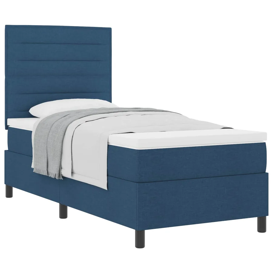 Lit à ressorts avec matelas Bleu 80 x 200 cm tissu - 2