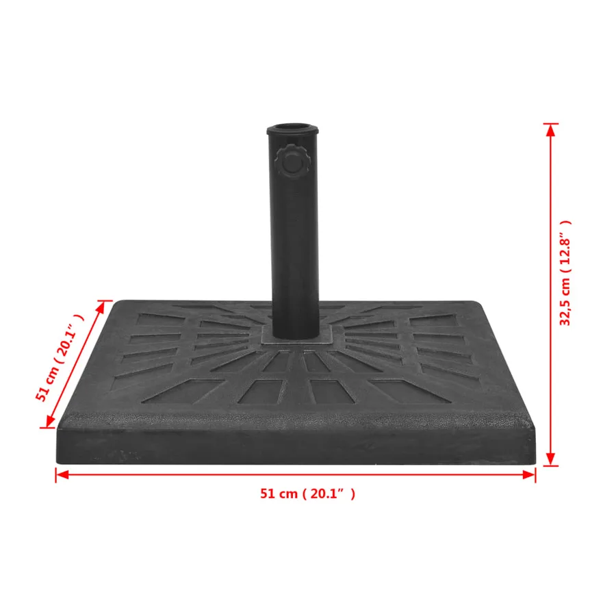Base carrée de parasol Résine Noir 19 kg - 9
