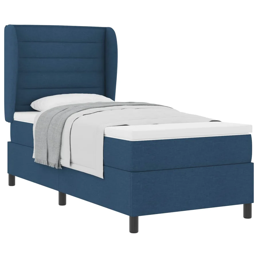 Lit à ressorts avec matelas Bleu 80 x 200 cm tissu - 2