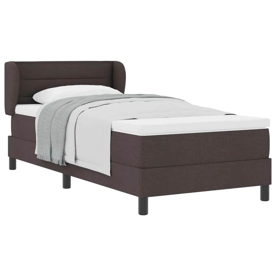 Lit à ressorts avec matelas Marron foncé 80 x 200 cm tissu - 2