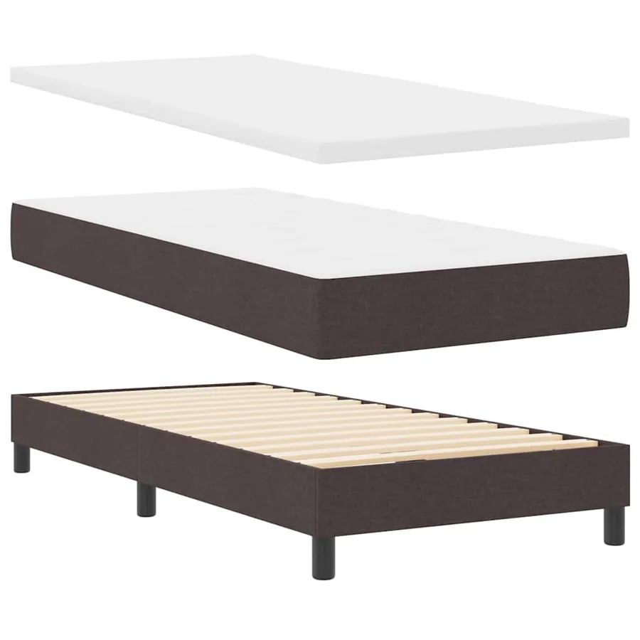 Lit à ressorts avec matelas Marron foncé 80 x 200 cm tissu - 4