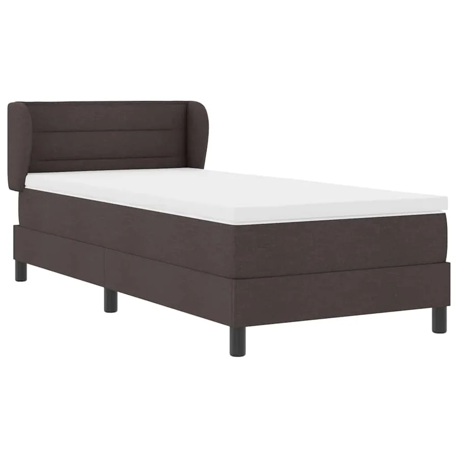 Lit à ressorts avec matelas Marron foncé 80 x 200 cm tissu - 6
