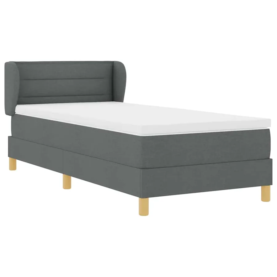 Lit à ressorts avec matelas Gris foncé 80 x 200 cm tissu - 6